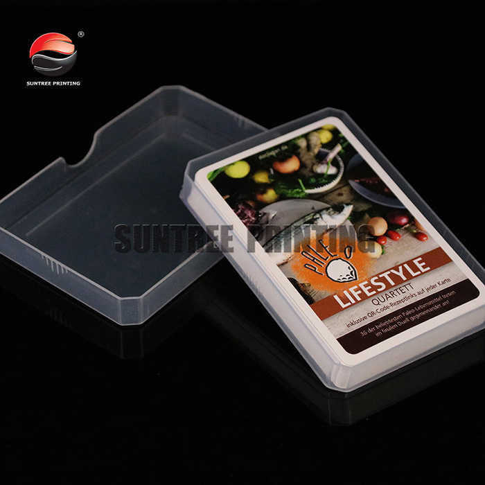 Cards game in transparent plastic box